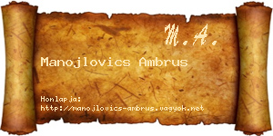 Manojlovics Ambrus névjegykártya